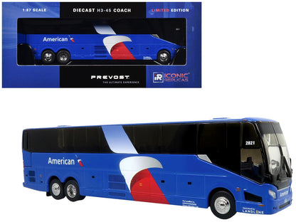 Prevost H3-45 Coach Bus "American Airlines Landline" Blue with Graphics Limited Edition 1/87 (HO) Diecast Model by Iconic Replicas  free shipping USA