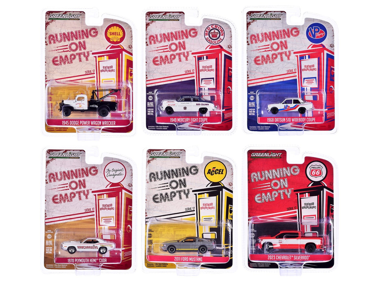 "Running on Empty" 6 piece Set Series 17 1/64 Diecast Model Cars by Greenlight  free shipping USA