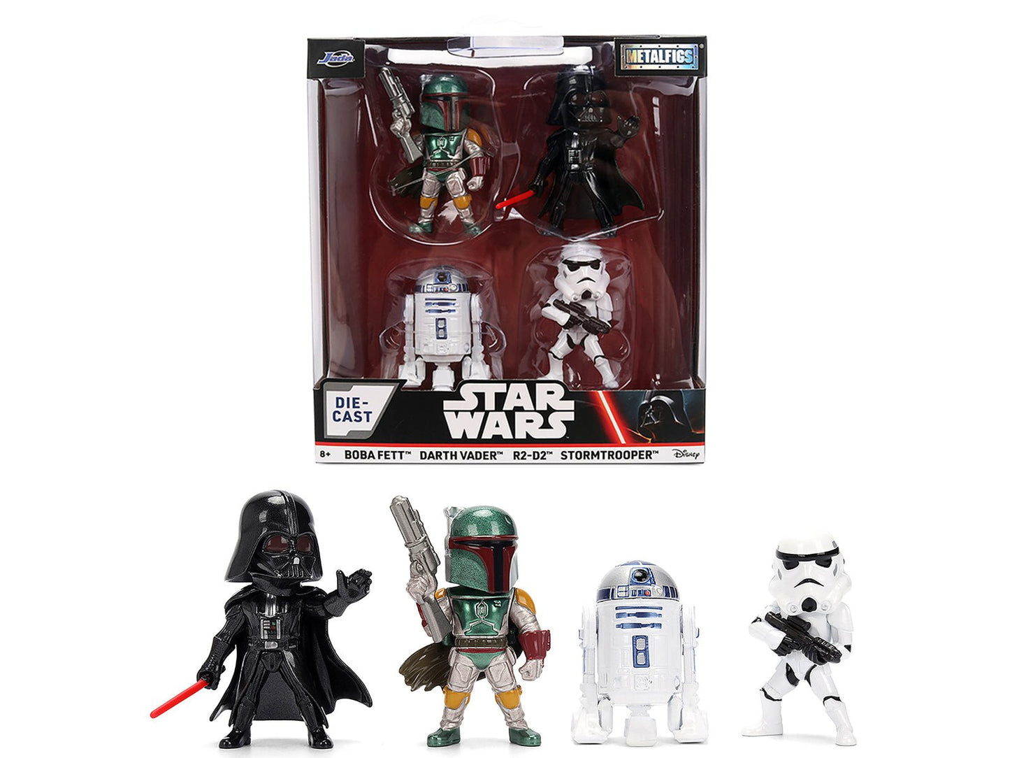 Set of 4 Diecast Figures "Star Wars" Movie Franchise "Metalfigs" Series Diecast Models by Jada  free shipping USA
