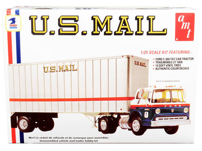 Skill 3 Model Kit Ford C900 Truck Tractor with Trailer "U.S. Mail" 1/25 Scale Model by AMT  free shipping USA