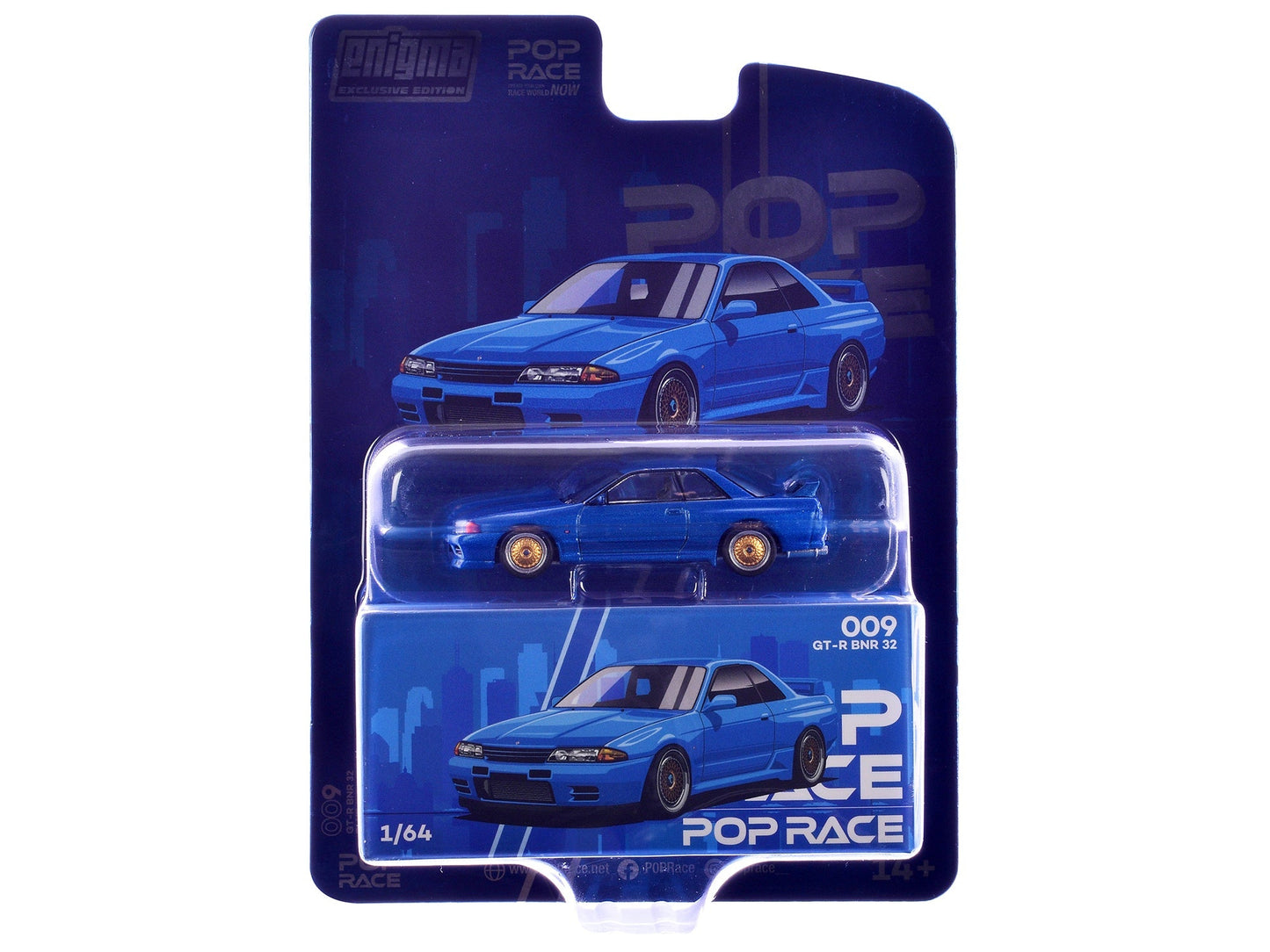 Skyline GT-R BNR32 RHD (Right Hand Drive) Blue Metallic "Enigma Exclusive Edition" 1/64 Diecast Model Car by Pop Race  free shipping USA