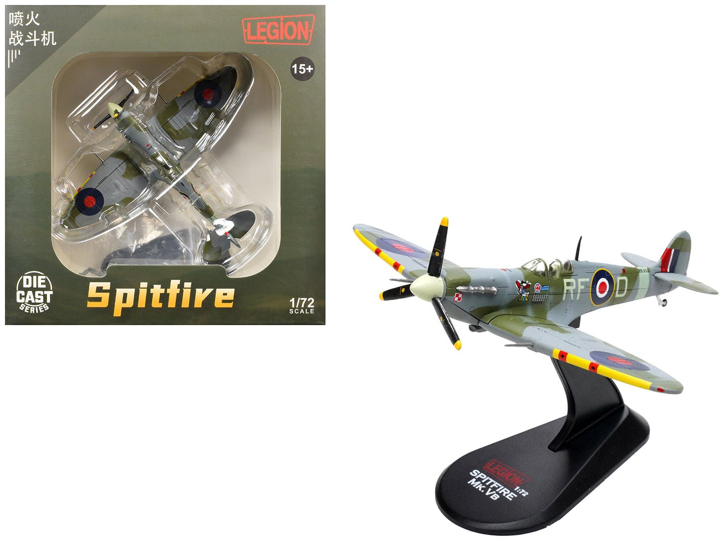 Supermarine Spitfire Mk Vb Fighter Aircraft "EN951 Ace Jan Zumbach No. 303 Polish Kosciuszko Squadron" (1943) Royal Air Force 1/72 Diecast Model by Legion  free shipping USA