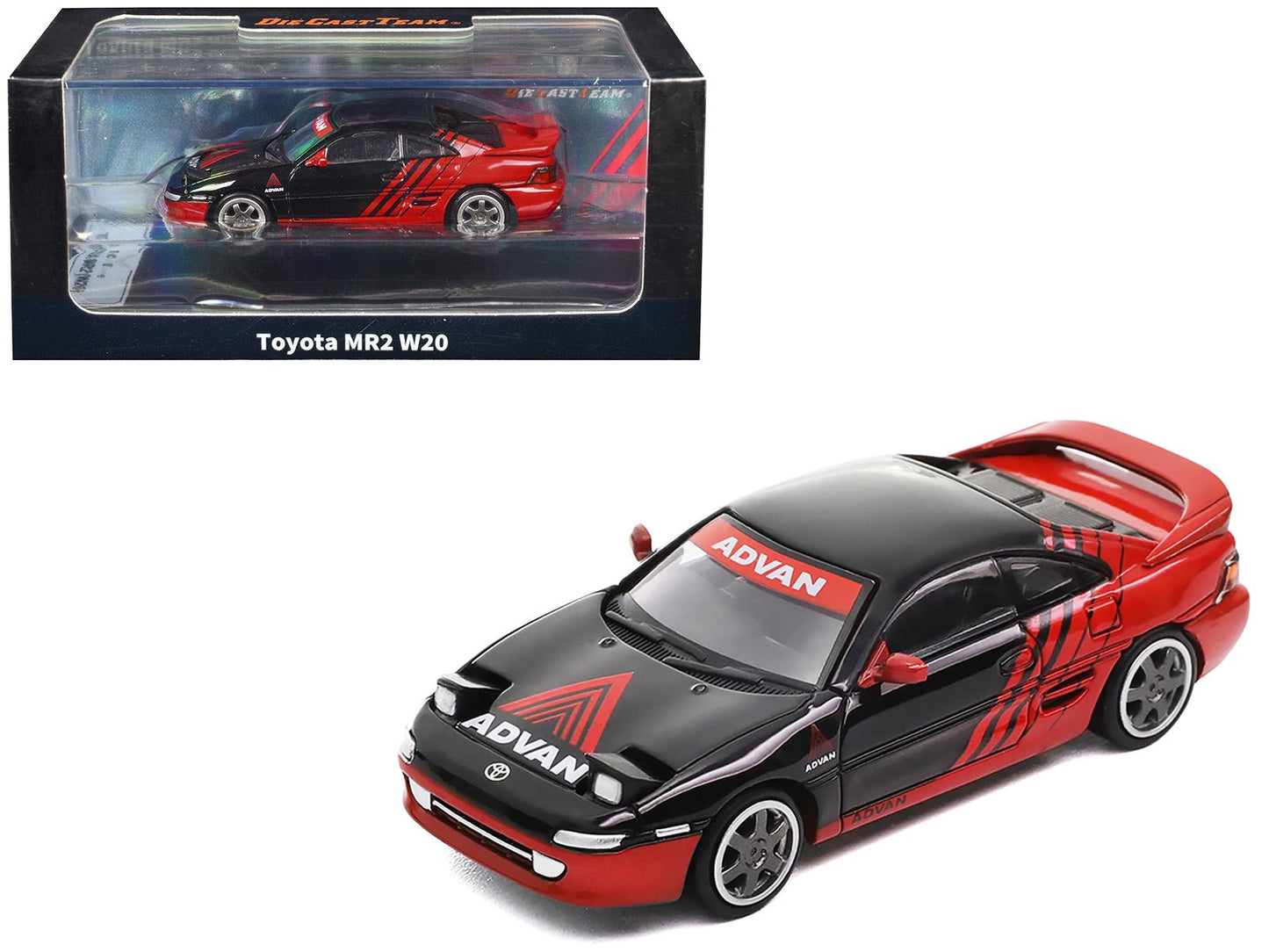 Toyota MR2 W20 RHD (Right Hand Drive) "Advan" Black and Red 1/64 Diecast Model Car by Die Cast Team  free shipping USA
