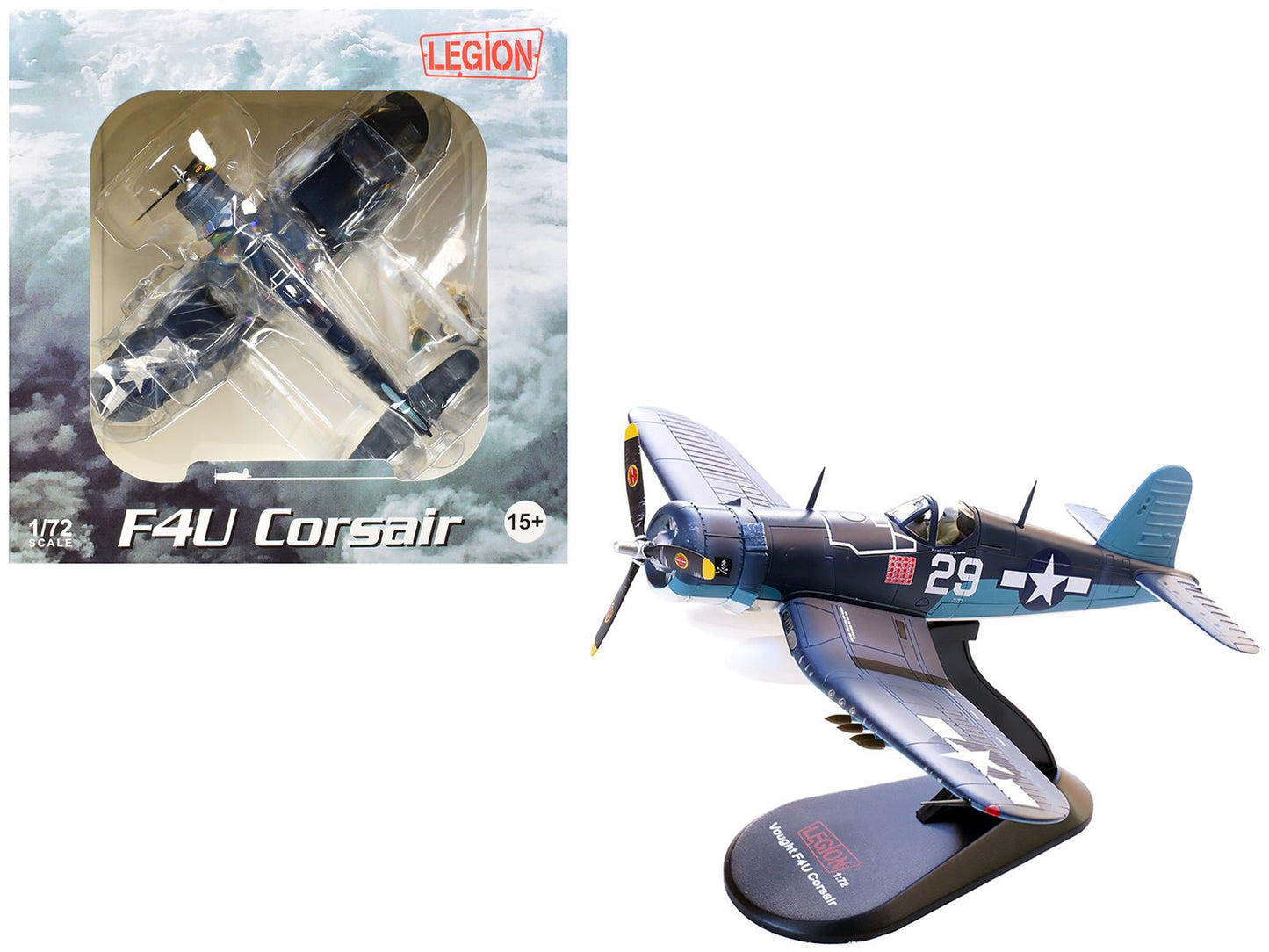 Vought F4U-1A Corsair Fighter Aircraft "Ace Ira Kepford VF-17 Jolly Rogers Bougainville Solomon Islands" (1944) United States Navy 1/72 Diecast Model by Legion  free shipping USA