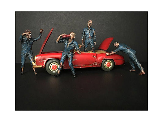 Zombie Mechanics 4 Piece Figurine Set "Got Zombies??" for 1/18 Scale Models by American Diorama  free shipping USA